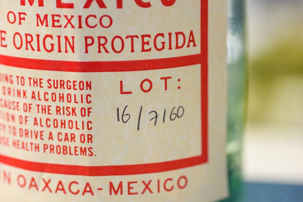 Zoom on a bottle label
